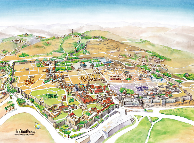 예루살렘 올드시티 (그림지도·수채화지도) - 더그린맵