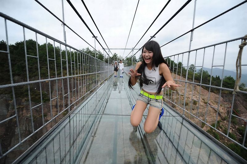 관광객의 마음에 두려움을 치는 유리 다리의 13 사진