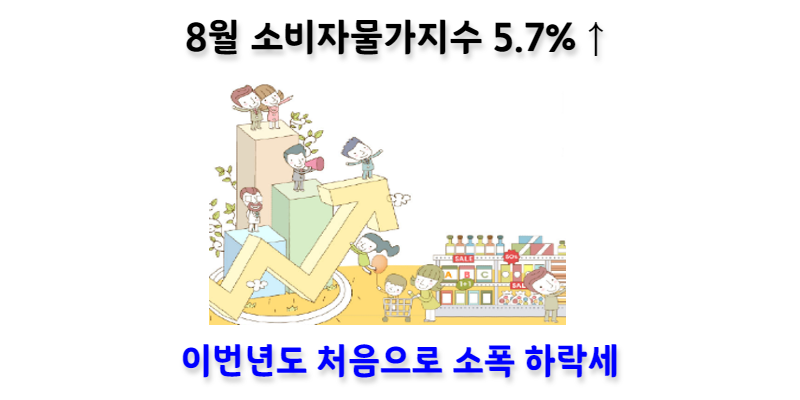[Economy News] 8월 한국 소비자 물가 5.7% 상승, 물가 상승세가 소폭 하락하다!