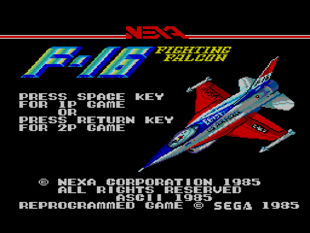 F-16 Fighting Falcon (세가 마스터 시스템 / SMS) 게임 롬파일 다운로드