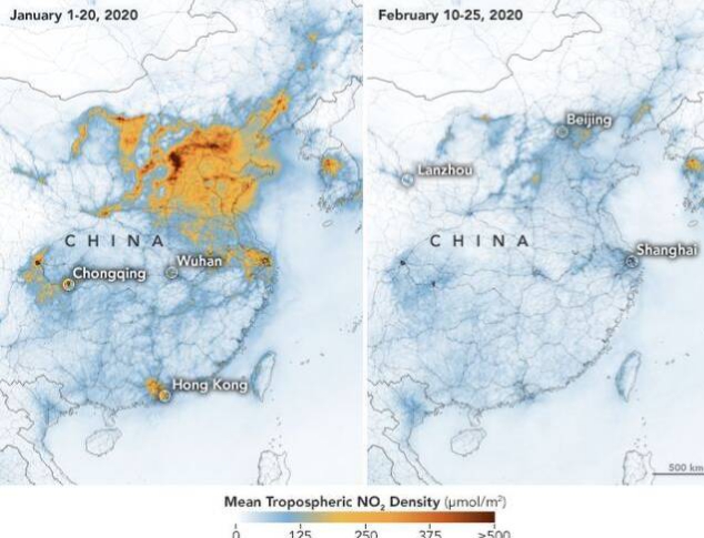 깨끗해진 공기, 중국발 미세먼지 코로나때문에 사라지다.
