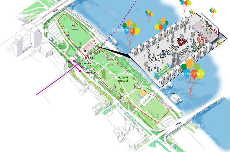 리복 한강변 행사 (안내도·그림지도) - 더그린맵