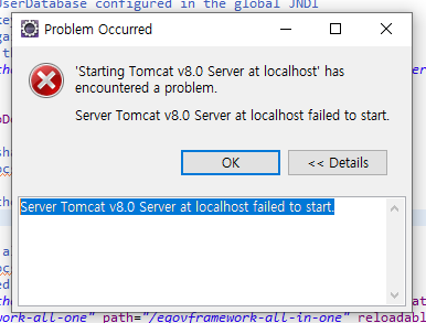 Server Tomact v8.0 Server at localhost failed to start.
