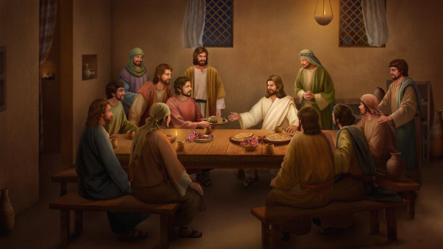 부활한 후 예수님은 떡을 먹으며 사람에게 성경을 풀어 주다