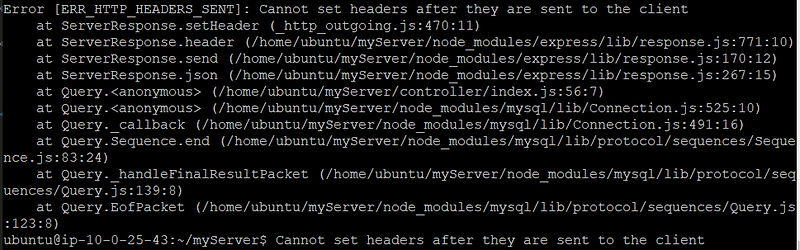 [Debuging] node.js  에서  Cannot set headers after they are sent to the client 에러 발생할 때