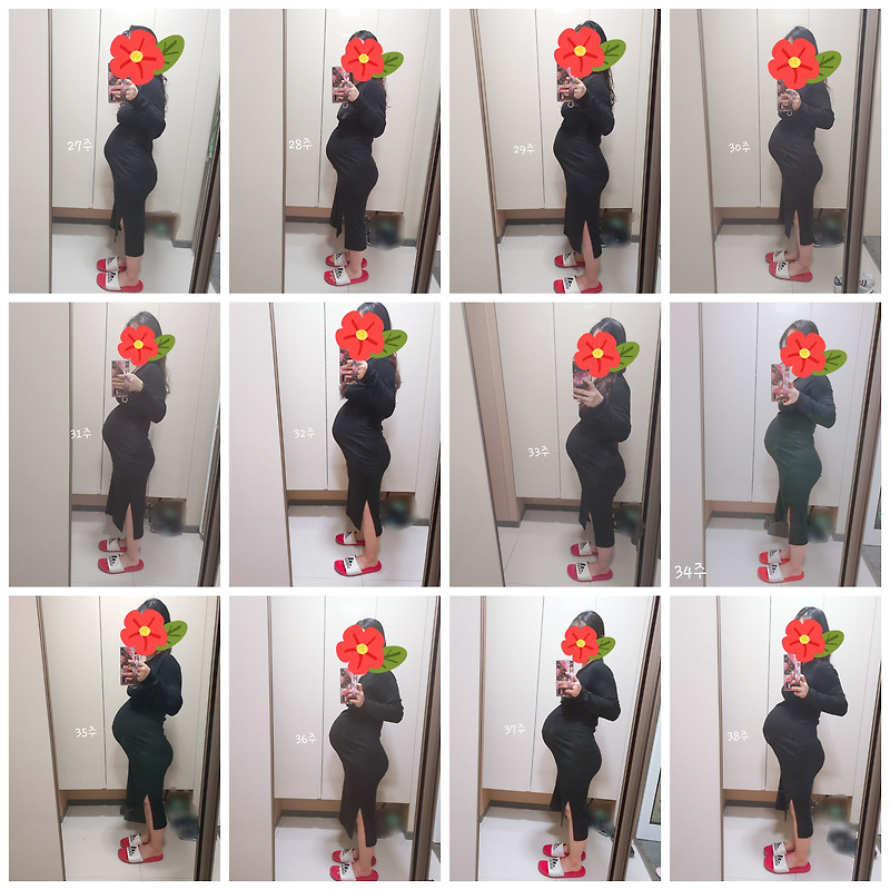 초산, 예비 딸맘의 주수사진 - 임신 후 배 모양 변화 사진 (27주~39주)