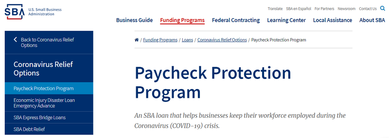 코로나 Covid-19 긴급구호정책 PPP (Paycheck Protection Program)