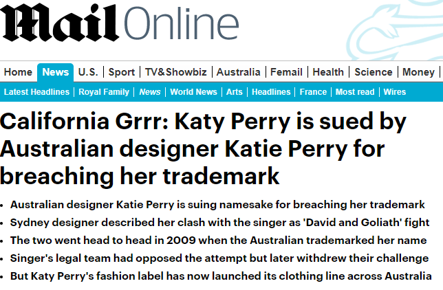 호주 디자이너에게 소송 당한 케이티 페리