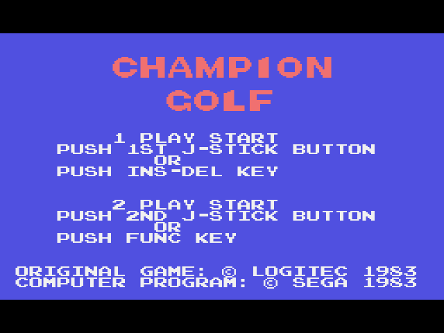 Champion Golf (SG-1000) 게임 롬파일 다운로드
