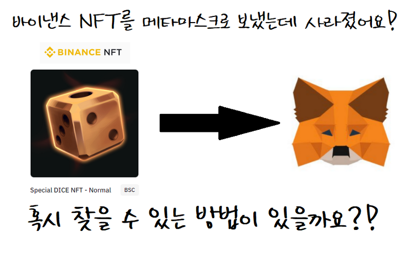 [NFT 전송문제] 바이낸스(Binance) NFT를 메타마스크(Metamask)로 보냈는데 사라졌습니다. 어떻게 하면 될까요?