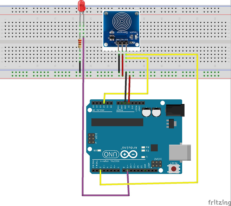 무이메이커스_[ arduino] 아두이노 원터치 LED제어(버튼/터치센서 한개로 LED제어)