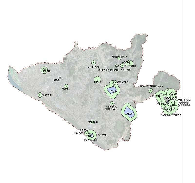 2019년 고양시 문화재보호구역 지도
