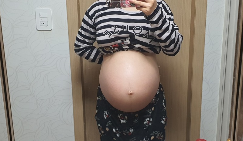 임신 34주 2일 - 배 크기 사진