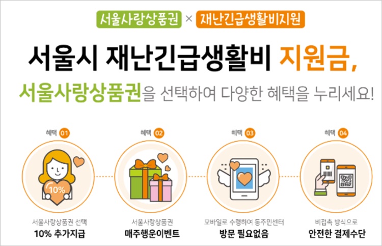 서울시 재난 긴급 생활비 지원금 추가 10% 수령 방법 공지