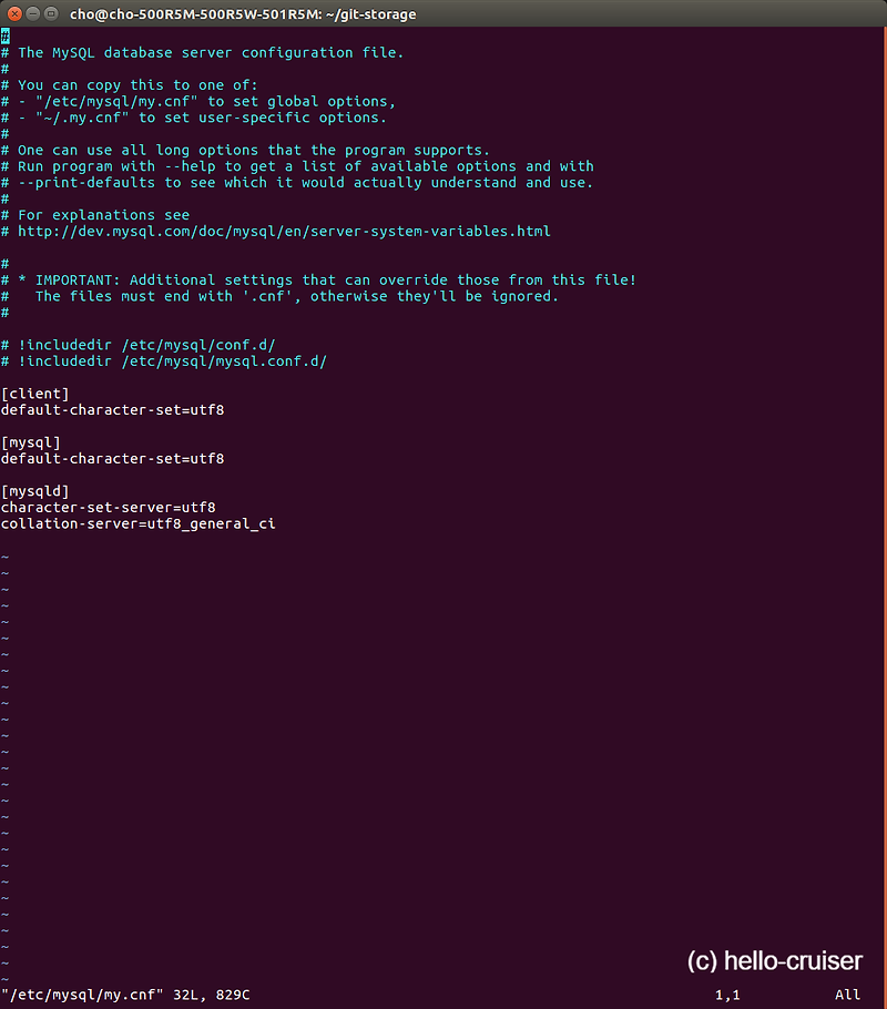 mysql UTF8 설정하기 (Ubuntu)