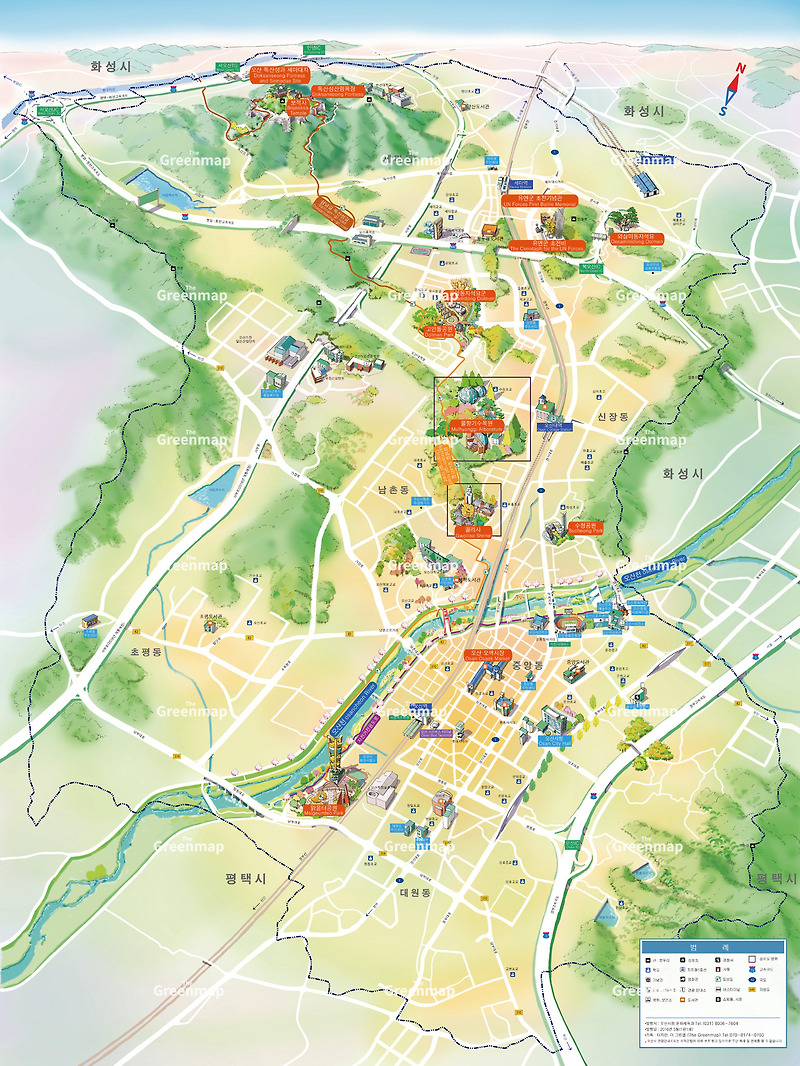 오산시 (그림지도·수채화지도) - 더그린맵