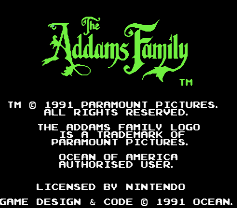 NES ROMS - The Addams Family (EUROPE / 유럽판 롬파일 다운로드)