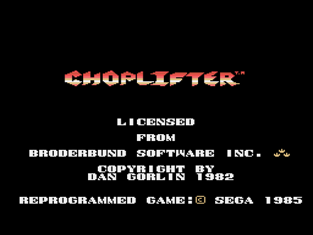 Choplifter (SG-1000) 게임 롬파일 다운로드