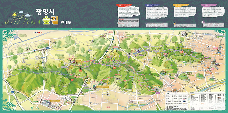 광명시 숲길 안내도 앞면(수채화지도·그림지도·안내도 제작) - 더그린맵