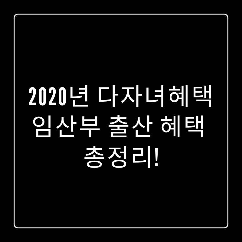 2020년 다자녀혜택 임산부 출산 혜택 총정리!