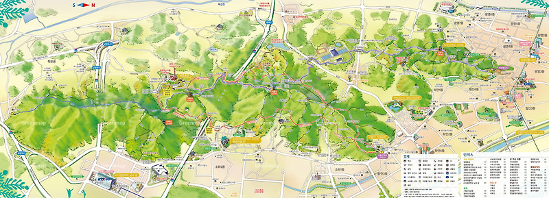 광명시 숲길 안내도 (그림지도·수채화지도) - 더그린맵