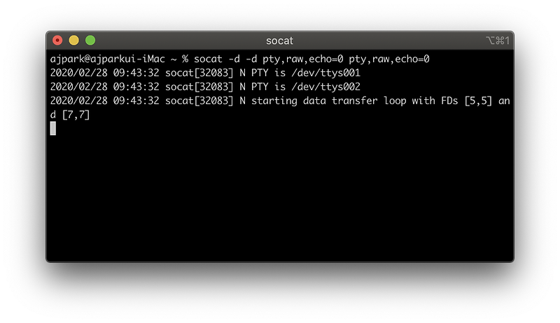 socat - MacOS / Linux 에서 serial port test (시리얼포트 테스트)가 필요해요!!