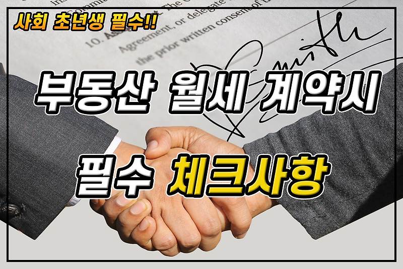 사회초년생 필수지식 부동산 월세 계약할때 주의사항