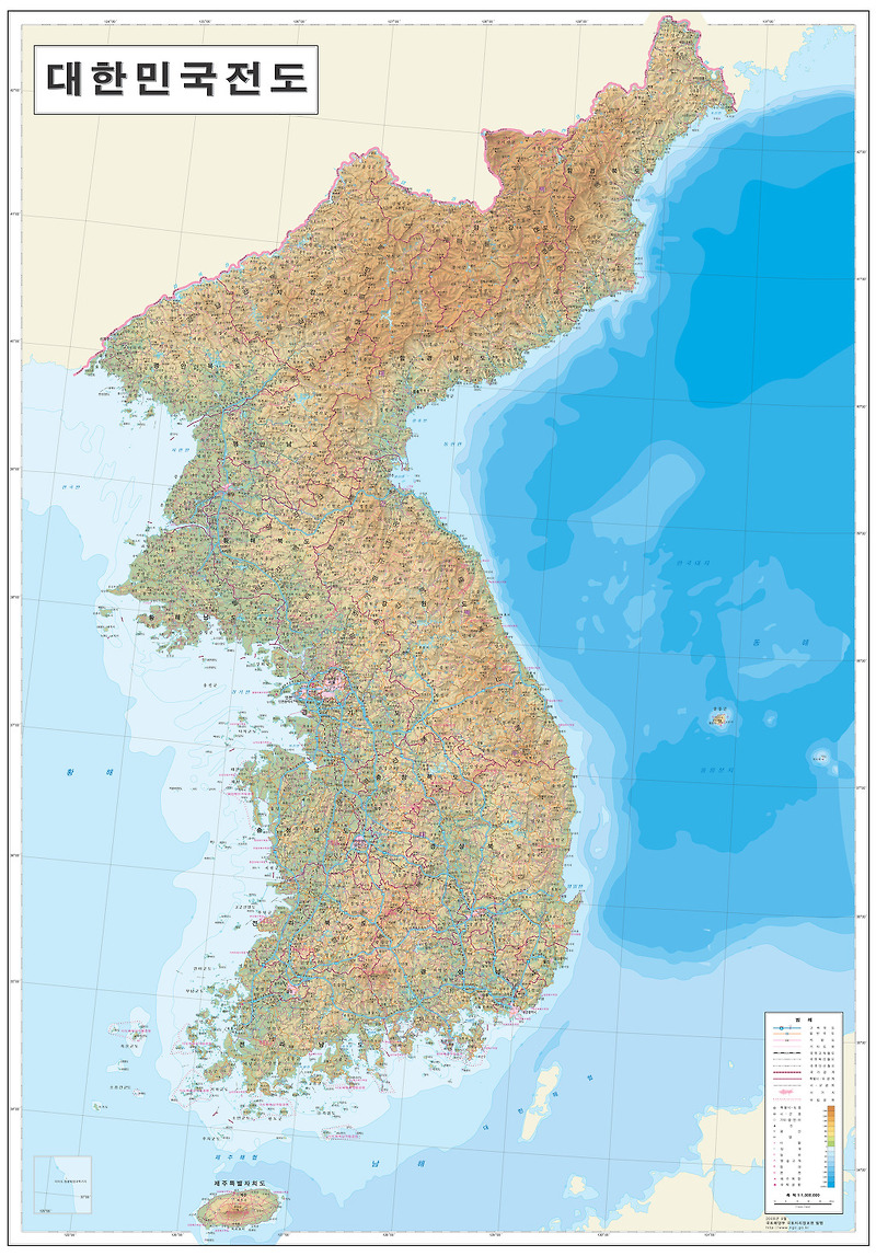 대한민국 전도 지도 다운받기(A0, A2, A3, A4 사이즈)