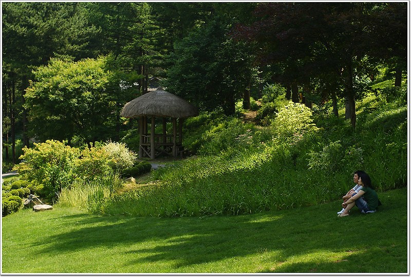여름의 정취,시원한 오두막과 정자 아래(고요수목원)