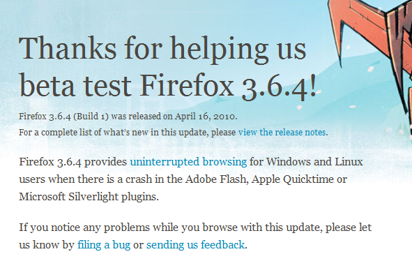 파이어폭스 3.6.4 버전으로 업데이트 되었습니다.