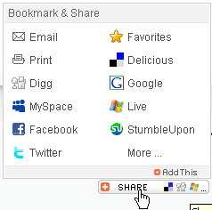 addthis 즐겨찾기 공유버튼(bookmarking and sharing button on the Internet)