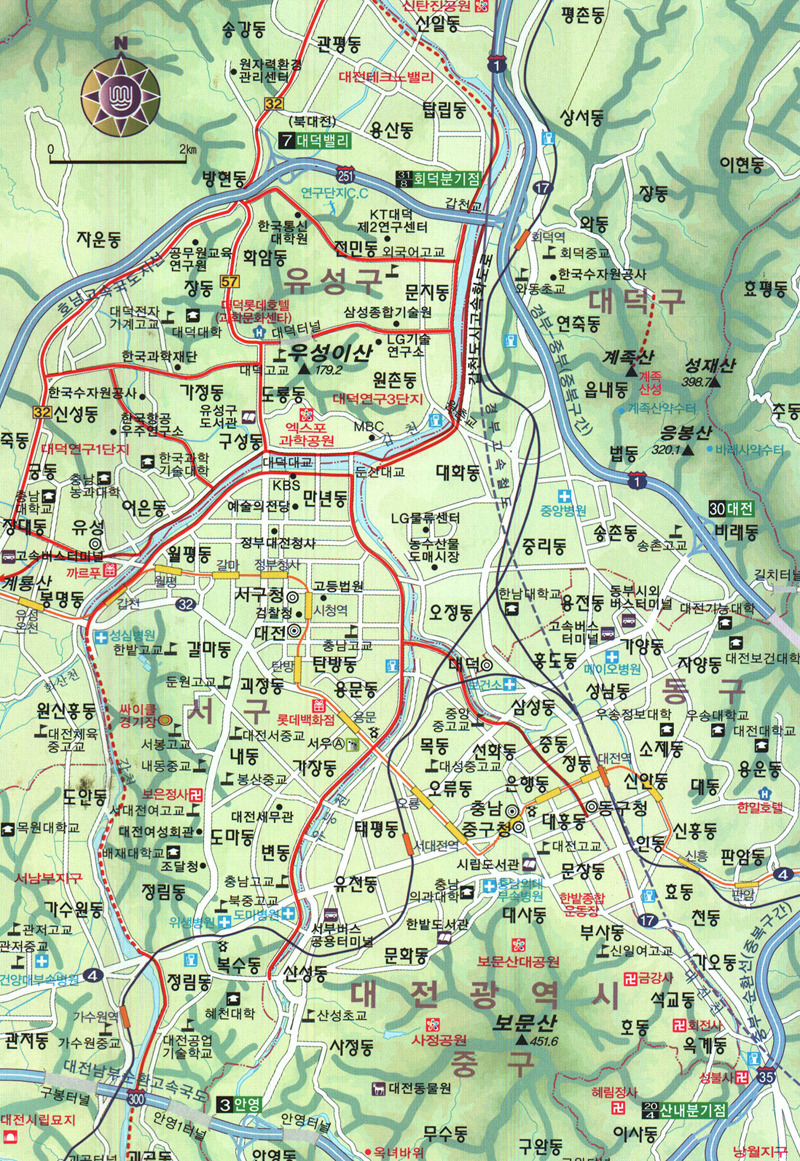 대전시 갑천 자전거도로 지도