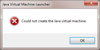 Could not create the java virtual machine