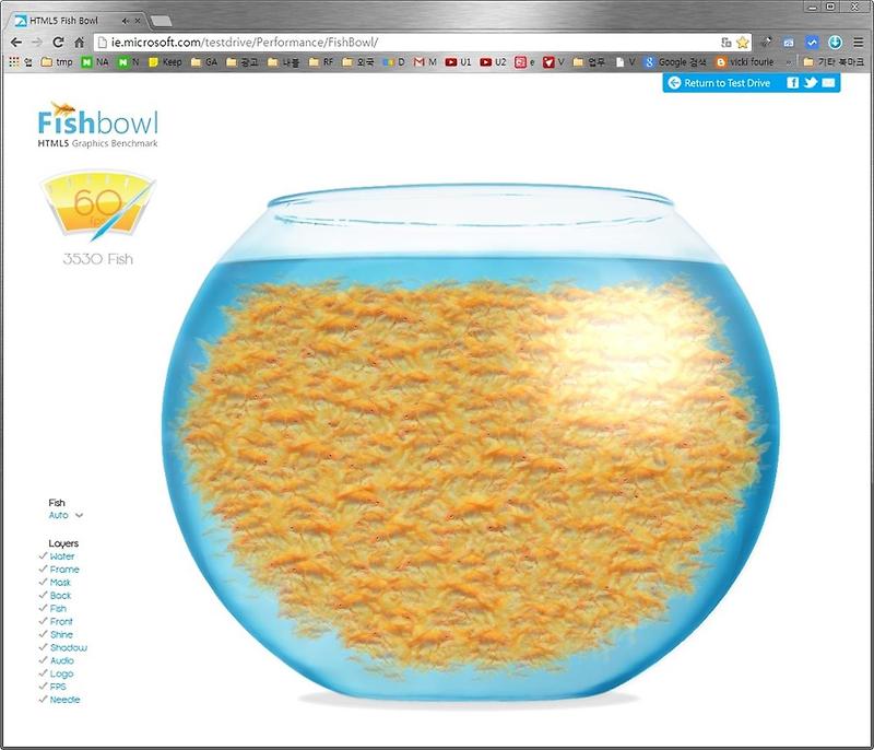 간단 그래픽카드 성능테스트 fishbowl 물고기테스트
