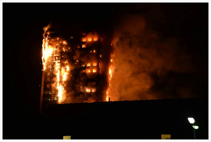영국 런던 24층 아파트 화재, 사망자 100명 넘을 것 같다고 하네요.