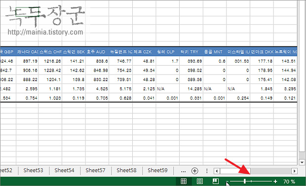 엑셀 Excel 워크시트 화면 확대 축소 기능 사용하는 방법
