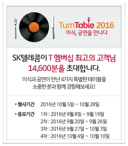 T멤버십 TurnTable 2016 미식, 공연을 만나다 이벤트