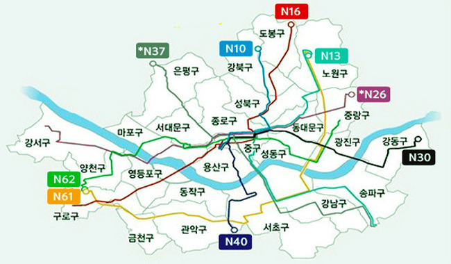 [N61번 버스] 서울 심야버스(올빼미 버스) 첫차 막차 정류장 운행정보 살펴보기