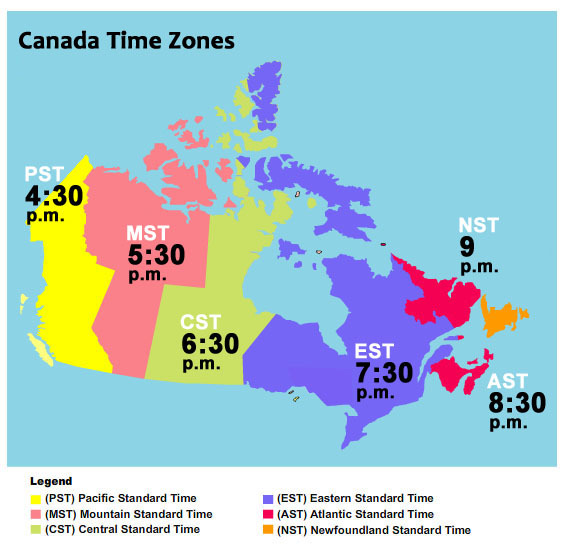 Canada time zone, 캐나다 도시별 시차 알아보기, 썸머 타임