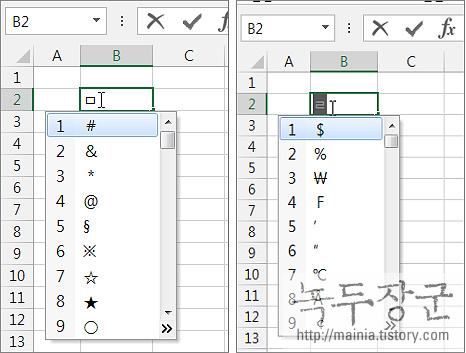 엑셀 Excel 셀에 특수 문자 입력하는 여러가지 방법