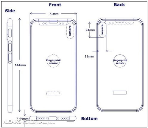 아이폰8 지문인식, 새로운 도면 공개. LG G6·갤럭시S8처럼 후면 탑재