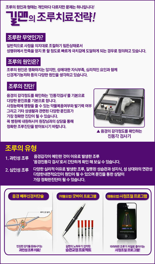 <구리비뇨기과>길맨에서 시행하고 있는 조루수술의 종류와 방법 -구리길맨비뇨기과