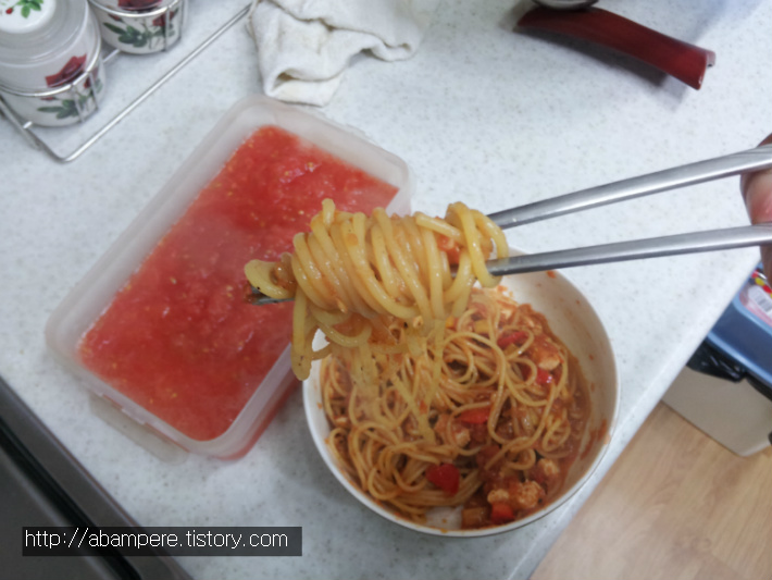 토마토를 직접 갈아 만든 토마토스파게티 20150430