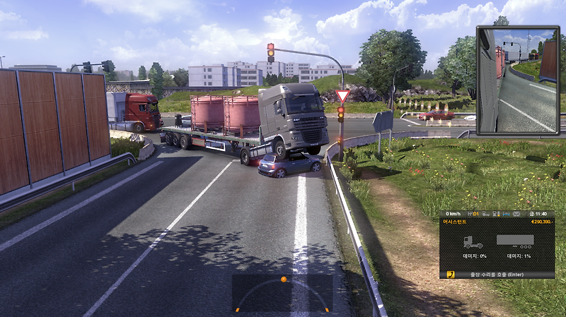 유로 트럭 시뮬레이터2 멋지게 사고났습니다.