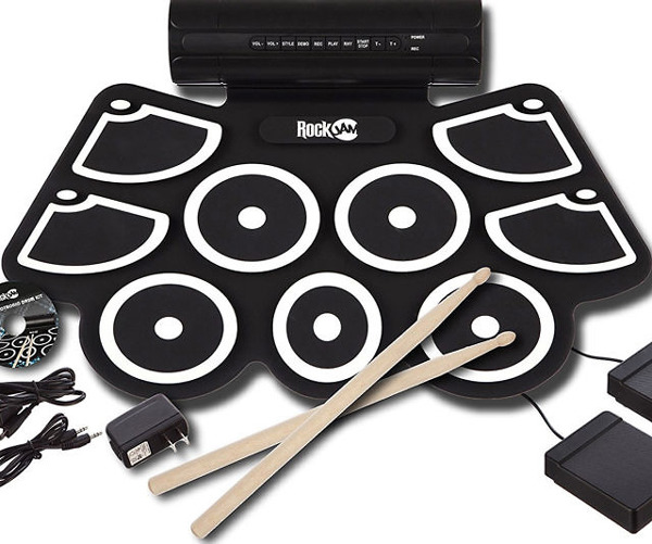 RockJam Electronic Roll Up MIDI Drum Kit RJ760MD (with Built in Speakers, Foot Pedals, Drumsticks, and Power Supply)