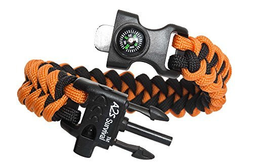 [A2S Survival] A2S Paracord Bracelet K2-Peak – Survival Gear Kit with Embedded Compass, Fire Starter, Emergency Knife & Whistle.