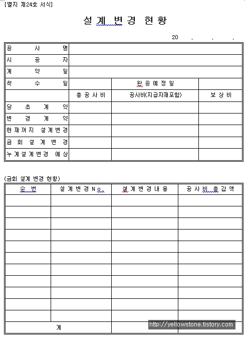 [서식양식] 설계 변경 현황 양식 (DOC)