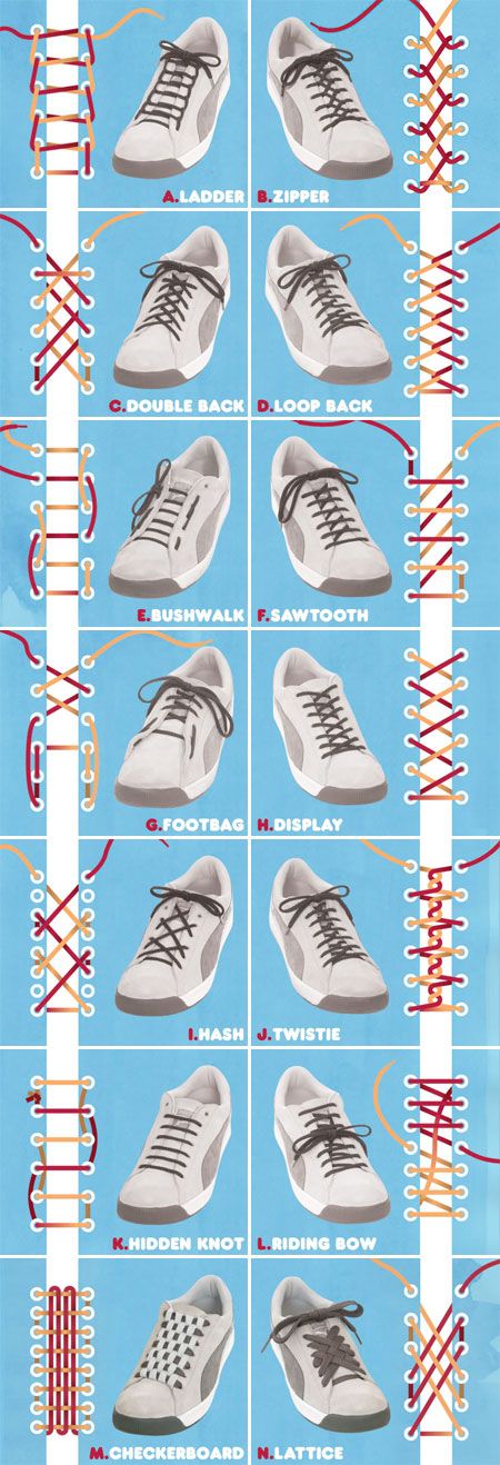 신발끈으로 패션을 만들다, 14가지 신발끈 묶는 방법 공개