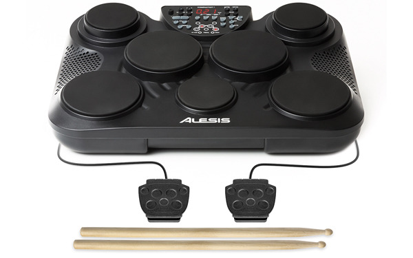 Alesis CompactKit 7 : Portable 7-Pad Tabletop Electronic Drum Kit with Drumsticks & Footswitch Pedals