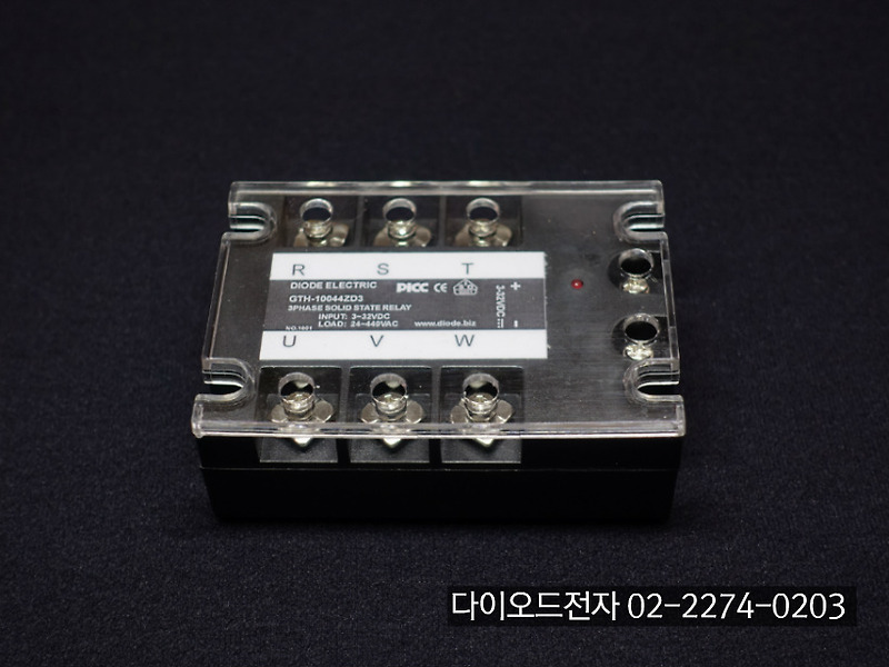 [3상 SSR] GTH-10044ZD3 (100A , Input : 3~32 VDC , Load : 24-440 VAC , DC->AC)